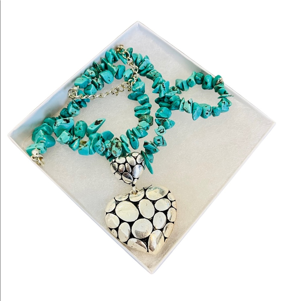 Turquoise and Silver Heart Custom Necklace
